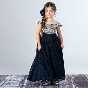 Girl's Dresses, Baby Dress, Flower Girl Dress, Navy Blue Tulle Dress,   #183